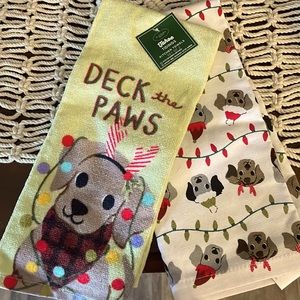 “Deck the Paws” Christmas Puppy Kitchen Towels